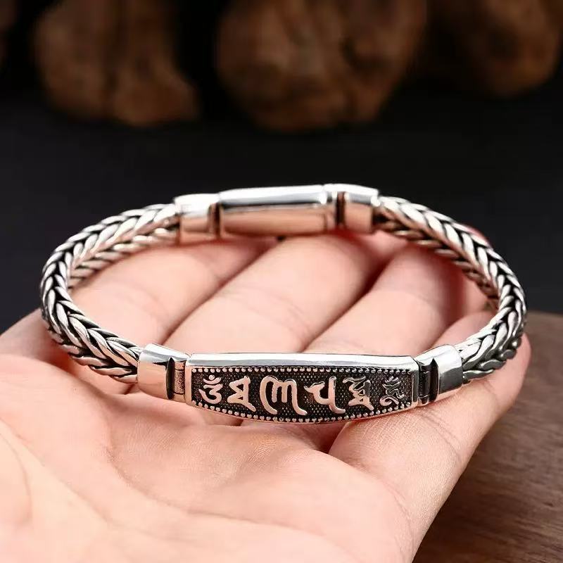 Fashion Ethnic Wear For Men - Bransoletka vintage z mantrą Om Mani